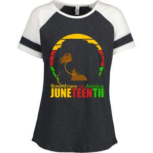 Juneteenth Remembering My Ancestors Black Freedom Enza Ladies Jersey Colorblock Tee