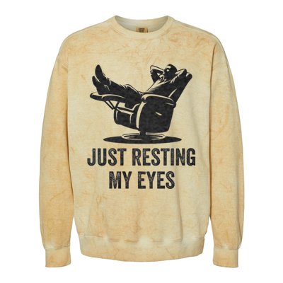 Just Resting My Eyes Funny Dad Funny FatherS Day Colorblast Crewneck Sweatshirt