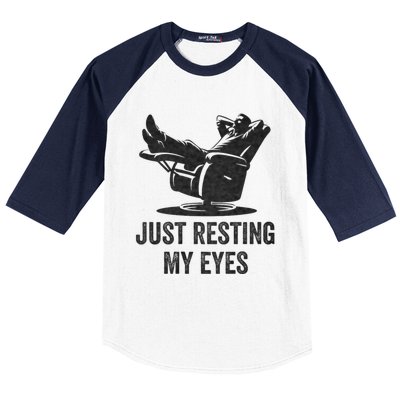 Just Resting My Eyes Funny Dad Funny FatherS Day Baseball Sleeve Shirt