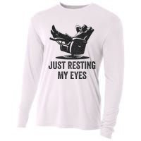 Just Resting My Eyes Funny Dad Funny FatherS Day Cooling Performance Long Sleeve Crew