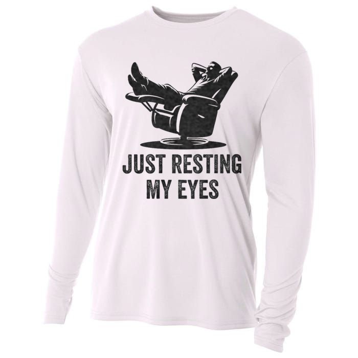 Just Resting My Eyes Funny Dad Funny FatherS Day Cooling Performance Long Sleeve Crew