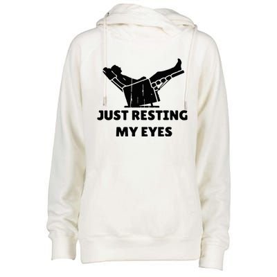 Just Resting My Eyes Funny Dad Recliner Womens Funnel Neck Pullover Hood