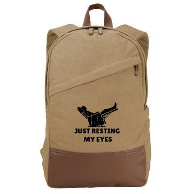 Just Resting My Eyes Funny Dad Recliner Cotton Canvas Backpack