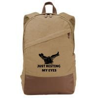 Just Resting My Eyes Funny Dad Recliner Cotton Canvas Backpack