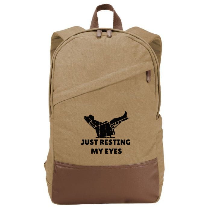 Just Resting My Eyes Funny Dad Recliner Cotton Canvas Backpack