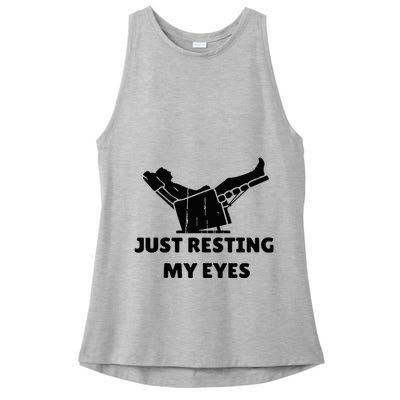 Just Resting My Eyes Funny Dad Recliner Ladies PosiCharge Tri-Blend Wicking Tank