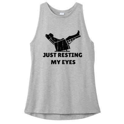 Just Resting My Eyes Funny Dad Recliner Ladies PosiCharge Tri-Blend Wicking Tank