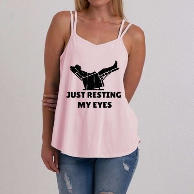 Just Resting My Eyes Funny Dad Recliner Women's Strappy Tank