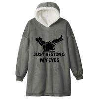 Just Resting My Eyes Funny Dad Recliner Hooded Wearable Blanket