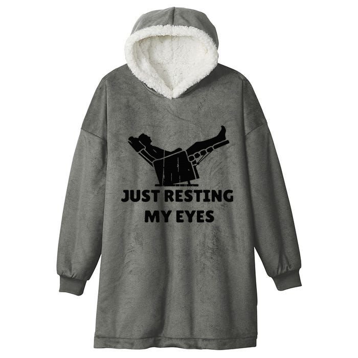 Just Resting My Eyes Funny Dad Recliner Hooded Wearable Blanket