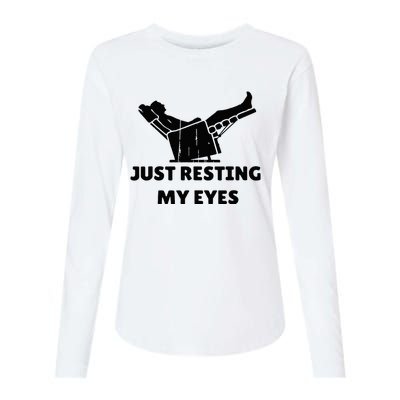 Just Resting My Eyes Funny Dad Recliner Womens Cotton Relaxed Long Sleeve T-Shirt