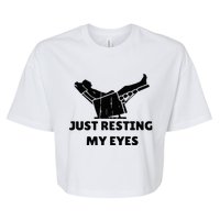 Just Resting My Eyes Funny Dad Recliner Bella+Canvas Jersey Crop Tee