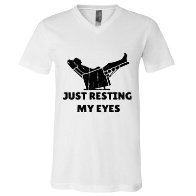 Just Resting My Eyes Funny Dad Recliner V-Neck T-Shirt
