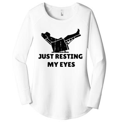 Just Resting My Eyes Funny Dad Recliner Women's Perfect Tri Tunic Long Sleeve Shirt