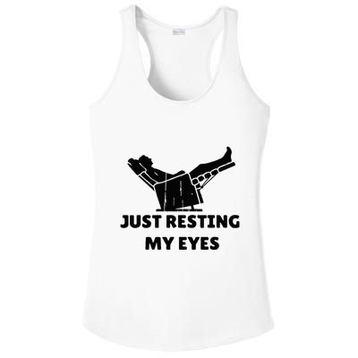 Just Resting My Eyes Funny Dad Recliner Ladies PosiCharge Competitor Racerback Tank