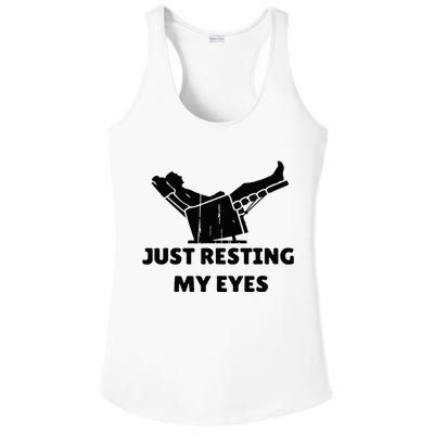 Just Resting My Eyes Funny Dad Recliner Ladies PosiCharge Competitor Racerback Tank