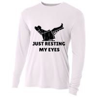 Just Resting My Eyes Funny Dad Recliner Cooling Performance Long Sleeve Crew