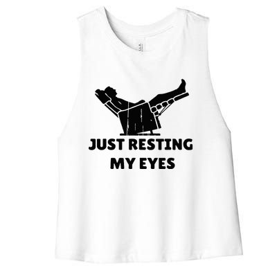 Just Resting My Eyes Funny Dad Recliner Women's Racerback Cropped Tank