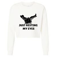 Just Resting My Eyes Funny Dad Recliner Cropped Pullover Crew