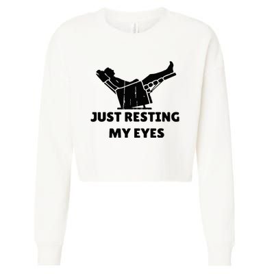 Just Resting My Eyes Funny Dad Recliner Cropped Pullover Crew