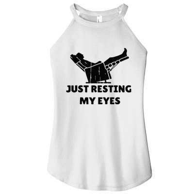 Just Resting My Eyes Funny Dad Recliner Women's Perfect Tri Rocker Tank