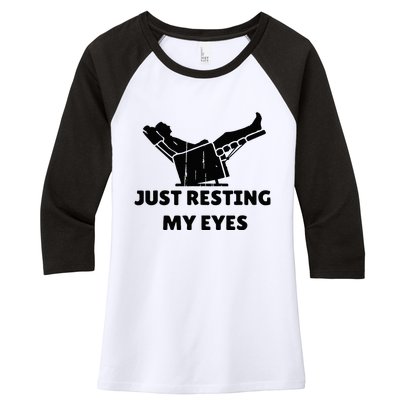 Just Resting My Eyes Funny Dad Recliner Women's Tri-Blend 3/4-Sleeve Raglan Shirt