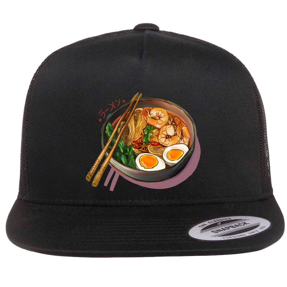 Japanses Ramen Noodles Bowl Flat Bill Trucker Hat