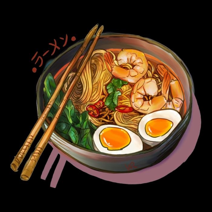 Japanses Ramen Noodles Bowl Cooling Performance Long Sleeve Crew