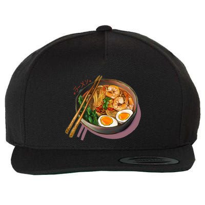 Japanses Ramen Noodles Bowl Wool Snapback Cap