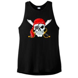 Jolly Roger Pirate Skull Ladies PosiCharge Tri-Blend Wicking Tank