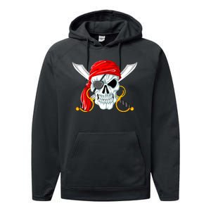 Jolly Roger Pirate Skull Performance Fleece Hoodie