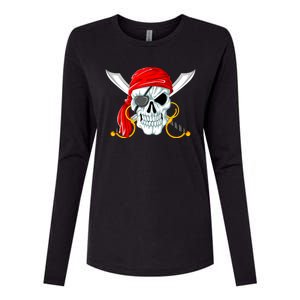 Jolly Roger Pirate Skull Womens Cotton Relaxed Long Sleeve T-Shirt