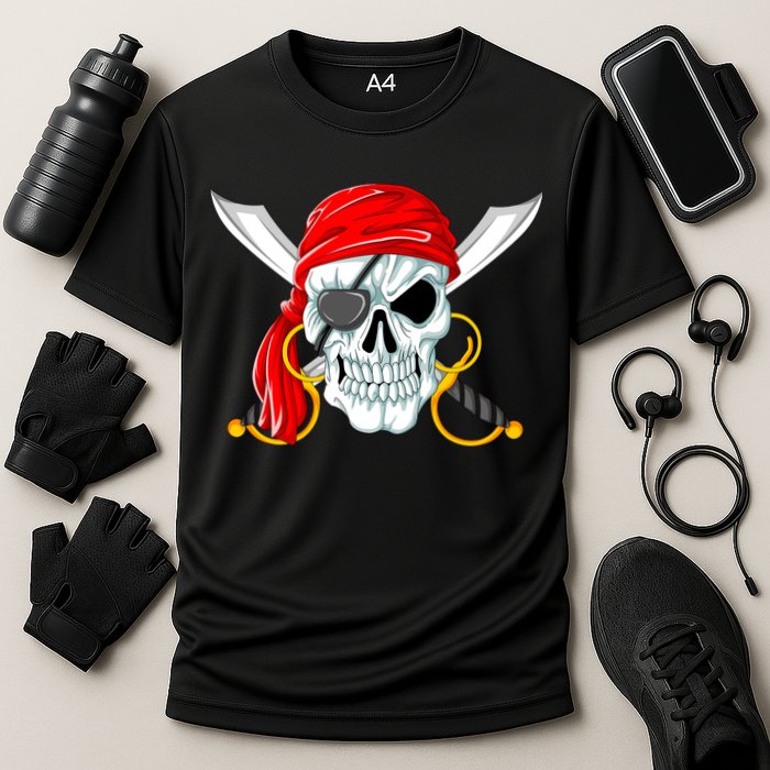 Jolly Roger Pirate Skull Cooling Performance Crew T-Shirt