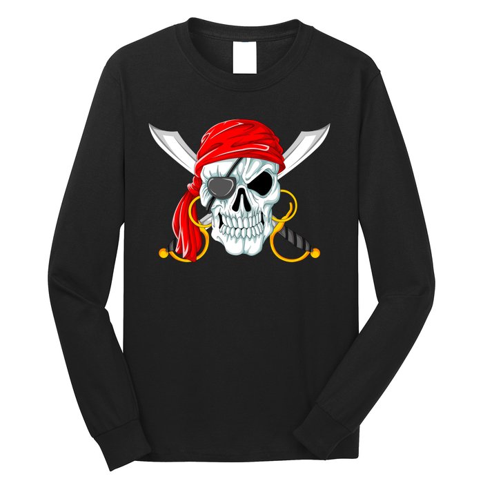 Jolly Roger Pirate Skull Long Sleeve Shirt