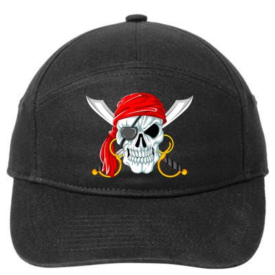 Jolly Roger Pirate Skull 7-Panel Snapback Hat