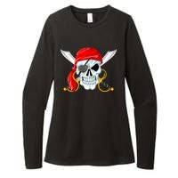 Jolly Roger Pirate Skull Womens CVC Long Sleeve Shirt