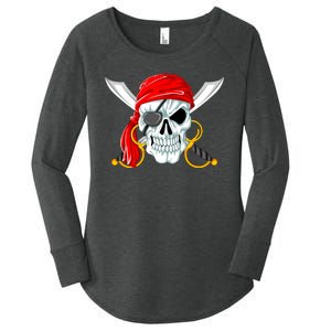 Jolly Roger Pirate Skull Women's Perfect Tri Tunic Long Sleeve Shirt