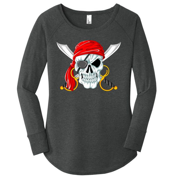 Jolly Roger Pirate Skull Women's Perfect Tri Tunic Long Sleeve Shirt