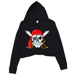 Jolly Roger Pirate Skull Crop Fleece Hoodie