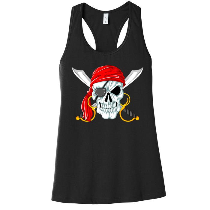 Jolly Roger Pirate Skull Women's Racerback Tank