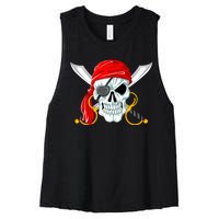 Jolly Roger Pirate Skull Women's Racerback Cropped Tank