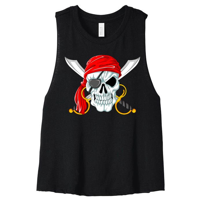 Jolly Roger Pirate Skull Women's Racerback Cropped Tank