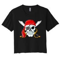 Jolly Roger Pirate Skull Women's Crop Top Tee