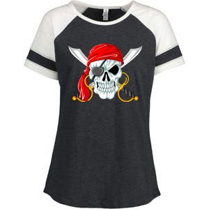 Jolly Roger Pirate Skull Enza Ladies Jersey Colorblock Tee