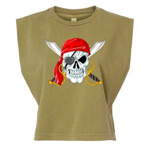 Jolly Roger Pirate Skull Garment-Dyed Women's Muscle Tee