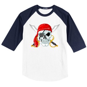 Jolly Roger Pirate Skull Baseball Sleeve Shirt