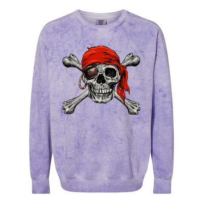 Jolly Roger Pirate Skull Crossbones Halloween Costume Colorblast Crewneck Sweatshirt