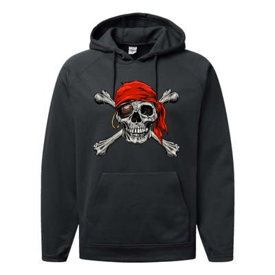 Jolly Roger Pirate Skull Crossbones Halloween Costume Performance Fleece Hoodie