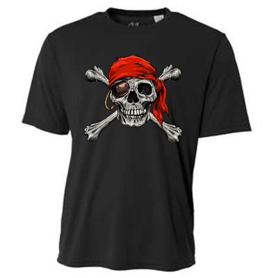 Jolly Roger Pirate Skull Crossbones Halloween Costume Cooling Performance Crew T-Shirt