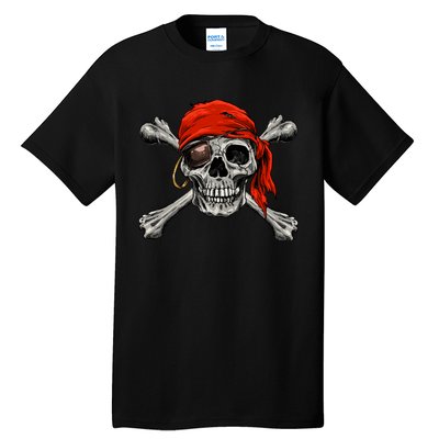 Jolly Roger Pirate Skull Crossbones Halloween Costume Tall T-Shirt